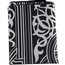 Folded black and white patterned bag.