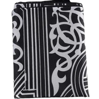 Folded black and white patterned bag.