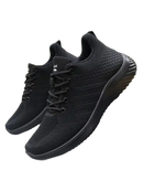 Black knit running shoes.