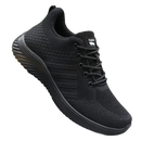 Black knit running shoe.