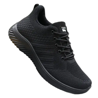 Black knit running shoe.