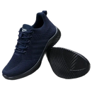 Navy blue knit sneakers.