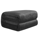 Folded dark gray plush blanket.
