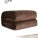 Folded brown plush blanket.