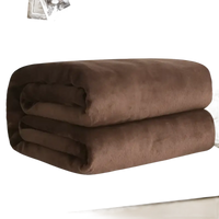 Folded brown plush blanket.