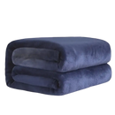 Folded navy blue plush blanket.