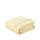 Folded beige blanket.