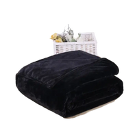 Folded black plush blanket.