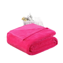 Folded bright pink plush blanket.