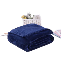 Folded navy blue plush blanket.