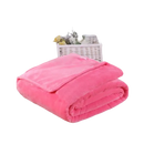 Folded pink plush blanket.
