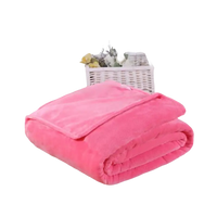 Folded pink plush blanket.