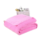 Folded pink plush blanket.