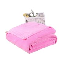Folded pink plush blanket.