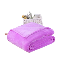 Folded purple plush blanket.
