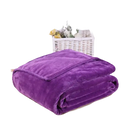 Folded purple plush blanket.