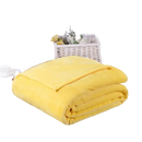 Folded yellow plush blanket.