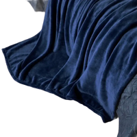 Navy blue plush blanket.