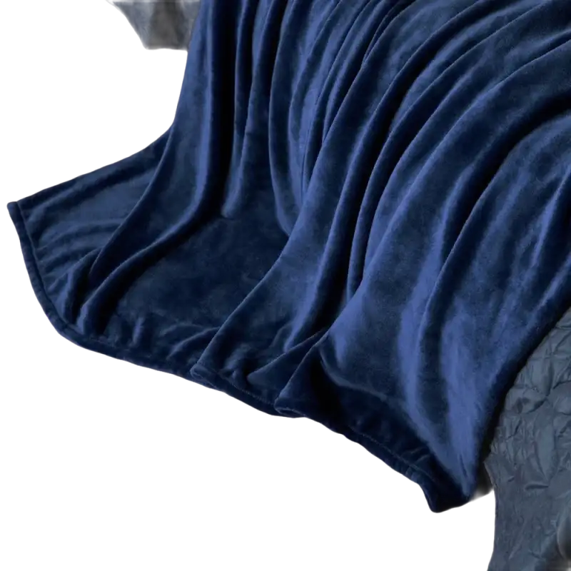 Navy blue plush blanket.
