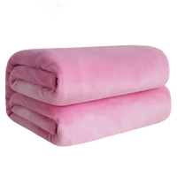 Folded pink plush blanket.