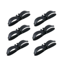 Six black plastic cable clips.