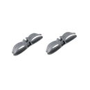 Two gray plastic clips.