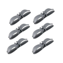 Six gray plastic clips.