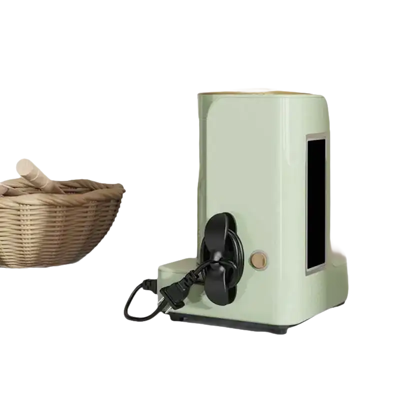 Mint green appliance with cord management.
