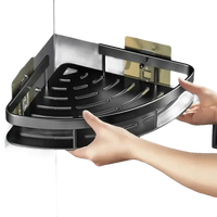 Black corner shower caddy.