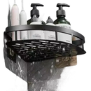 Black corner shower caddy.