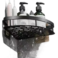 Black corner shower caddy.