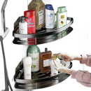 Two-tiered corner shower caddy.