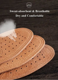 Real Cowhide Insole Leather Shoes Boots Shoe Inserts Soft Breathable Deodorant Anti-slip Template Shock Absorbing