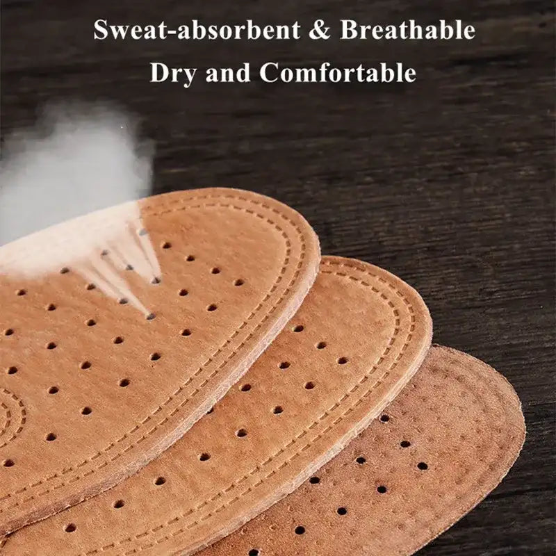 Real Cowhide Insole Leather Shoes Boots Shoe Inserts Soft Breathable Deodorant Anti-slip Template Shock Absorbing