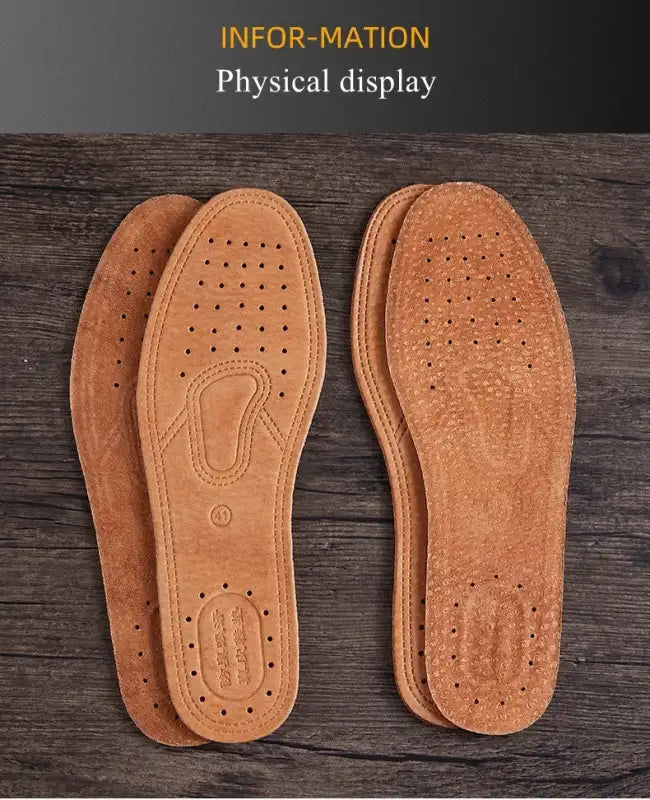 Real Cowhide Insole Leather Shoes Boots Shoe Inserts Soft Breathable Deodorant Anti-slip Template Shock Absorbing
