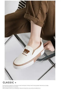 Little Bear Women’s Vulcanize Shoes Comfortable and Casual Slip-On Flat Shoes Slip-Ons Women Shoes Zapatillas De Mujer