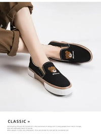 Little Bear Women’s Vulcanize Shoes Comfortable and Casual Slip-On Flat Shoes Slip-Ons Women Shoes Zapatillas De Mujer