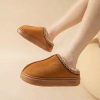 Platform Fluffy Slippers Women House Flats Fashion Plush Winter Designer Shoes Ladies Home Elegant Casual Footwear