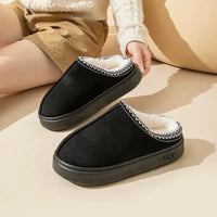 Platform Fluffy Slippers Women House Flats Fashion Plush Winter Designer Shoes Ladies Home Elegant Casual Footwear