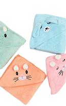Animal-themed hooded baby towels.