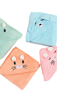Animal-themed hooded baby towels.