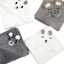 Four animal-themed hooded baby towels.