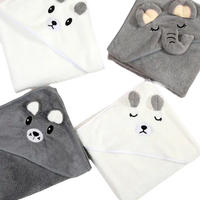 Four animal-themed hooded baby towels.