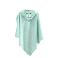 Mint green hooded baby towel.