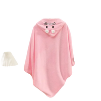 Pink hooded animal towel.