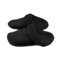 Black, furry-lined slippers.