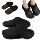 Black, fur-lined clogs.