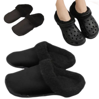 Black, fur-lined clogs.