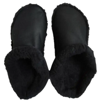 Black sheepskin slippers.
