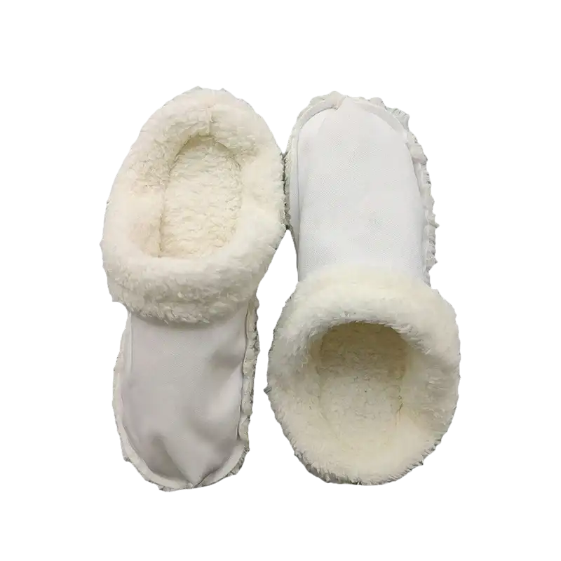 White, furry slippers.